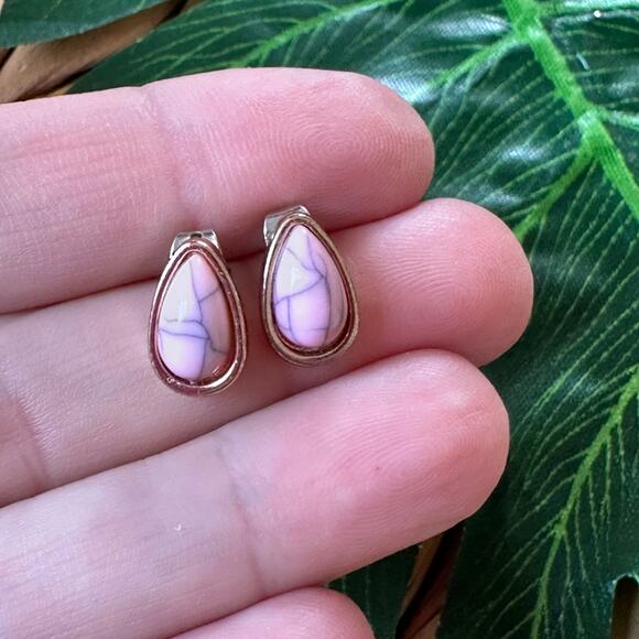 Earthbound Jewelry - BOGO FREE PINK Howlite TEAR DROP STUD EARRINGS